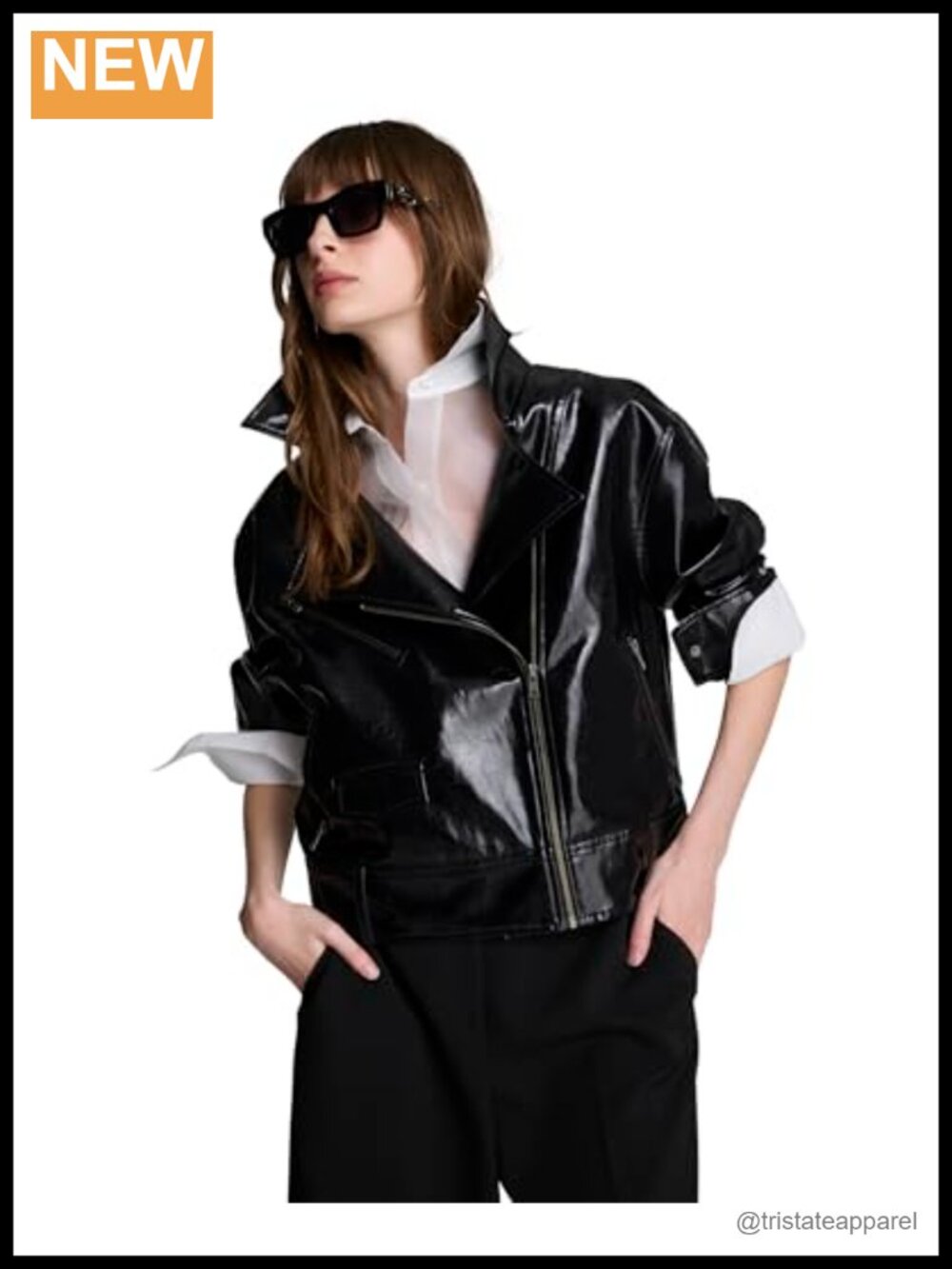 Women's Faux Leather Moto Jacket Blazer